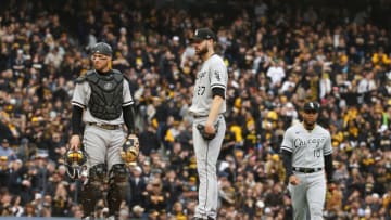 PITTSBURGH, PA - APRIL 07: Lucas Giolito #27 of the Chicago White Sox reacts after giving up a three run home run in the fourth inning against the Pittsburgh Pirates during inter-league play on Opening Day at PNC Park on April 7, 2023 in Pittsburgh, Pennsylvania. (Photo by Justin K. Aller/Getty Images)