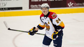 WINDSOR, ON - FEBRUARY 06: Defenceman Darren Raddysh #24 of the Erie Otters skates against the Windsor Spitfires on February 6, 2016 at the WFCU Centre in Windsor, Ontario, Canada. (Photo by Dennis Pajot/Getty Images)