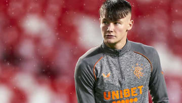 LISBON, PORTUGAL - NOVEMBER 05: Nathan Patterson of Rangers FC looks on during warm up prior to the UEFA Europa League Group D stage match between SL Benfica and Rangers FC at Estadio da Luz on November 05, 2020 in Lisbon, Portugal. (Photo by Jose Manuel Alvarez/Quality Sport Images/Getty Images)