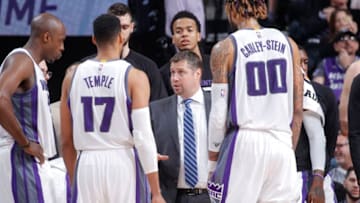 SACRAMENTO, CA - MARCH 27: Head coach Dave Joerger of the Sacramento Kings coaches against the Memphis Grizzlies on March 27, 2017 at Golden 1 Center in Sacramento, California. NOTE TO USER: User expressly acknowledges and agrees that, by downloading and or using this photograph, User is consenting to the terms and conditions of the Getty Images Agreement. Mandatory Copyright Notice: Copyright 2017 NBAE (Photo by Rocky Widner/NBAE via Getty Images)
