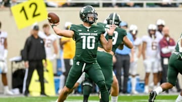 Auburn footballMichigan State's Payton Thorne throws against Minnesota during the fourth quarter on Saturday, Sept. 24, 2022, at Spartan Stadium in East Lansing.220924 Msu Minn Fb 157a