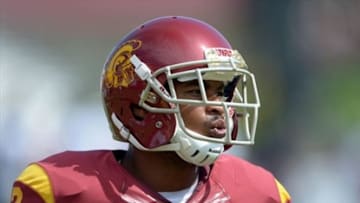 Sep 22, 2012; Anaheim, CA, USA; Southern California Trojans receiver Robert Woods (2) during the game against the California Golden Bears at the Los Angeles Memorial Coliseum. USC defeated California 27-9. Mandatory Credit: Kirby Lee/Image of Sport-USA TODAY Sports