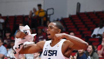 LAS VEGAS, NV - SEPTEMBER 14: Ben Moore #9 of the USA Mens National Team reacts during the game against the Uruguay National Team during the World Cup Qualifier on September 14, 2018 at the Cox Pavilion in Las Vegas, Nevada. (Photo by Garrett Ellwood/NBAE via Getty Images)
