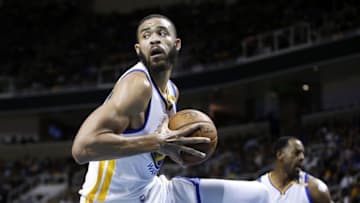 Oct 6, 2016; San Jose, CA, USA; Golden State Warriors center JaVale McGee (1) holds onto a rebound against the Sacramento Kings in the third quarter at the SAP Center. Mandatory Credit: Cary Edmondson-USA TODAY Sports