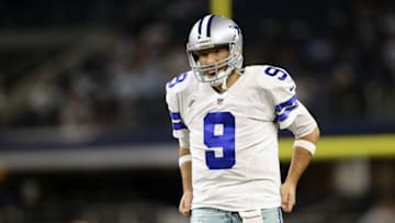Dec 26, 2016; Arlington, TX, USA; Dallas Cowboys quarterback Tony Romo (9) before the game against the Detroit Lions at AT&T Stadium. Mandatory Credit: Kevin Jairaj-USA TODAY Sports