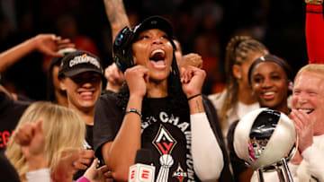 Aja Wilson and the Las Vegas Aces are back-to-back WNBA Finals champs. (Photo by Sarah Stier/Getty Images)