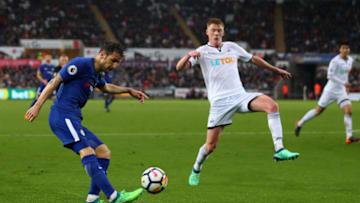 SWANSEA, WALES - APRIL 28: Cesc Fabregas of Chelsea during the Premier League match between Swansea City and Chelsea at Liberty Stadium on April 28, 2018 in Swansea, Wales. (Photo by Catherine Ivill/Getty Images)
