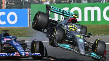 Fernando Alonso, Alpine, Lewis Hamilton, Mercedes, Formula 1 (Photo by JOHN THYS/AFP via Getty Images)