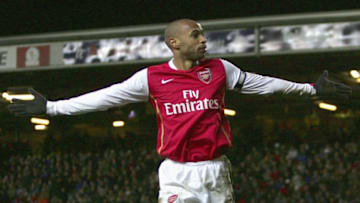 BLACKBURN, UNITED KINGDOM - JANUARY 13: Thierry Henry of Arsenal celebrates scoring his team's second goal during the Barclays Premiership match between Blackburn Rovers and Arsenal at Ewood Park on January 13, 2007 in Blackburn, England. (Photo by Laurence Griffiths/Getty Images)