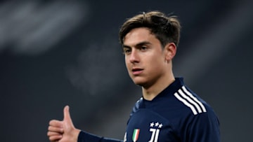 TURIN, ITALY - JANUARY 10: Paulo Dybala of Juventus reacts during the Serie A match between Juventus and US Sassuolo at Allianz Stadium on January 10, 2021 in Turin, Italy. (Photo by Giorgio Perottino/Getty Images )