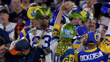 LOS ANGELES, CA - NOVEMBER 17: Los Angeles Rams fans cheer during the game against the Chicago Bears at the Los Angeles Memorial Coliseum on November 17, 2019 in Los Angeles, California. (Photo by Jayne Kamin-Oncea/Getty Images)