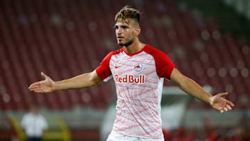 BELGRADE, SERBIA - AUGUST 21: Marin Pongracic of Red Bull Salzburg reacts during the UEFA Champions League Play Off First Leg match between FK Crvema Zvezda and FC Red Bull Salzburg at Rajko Mitic Stadium on August 21, 2018 in Belgrade, Serbia. (Photo by Srdjan Stevanovic/Getty Images)