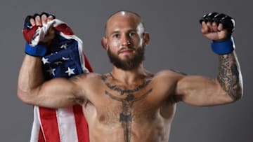 RIO DE JANEIRO, BRAZIL - JUNE 03: Brian Kelleher poses for a portrait backstage after his submission victory over Iuri Alcantara during the UFC 212 event at Jeunesse Arena on June 3, 2017 in Rio de Janeiro, Brazil. (Photo by Mike Roach/Zuffa LLC/Zuffa LLC via Getty Images)