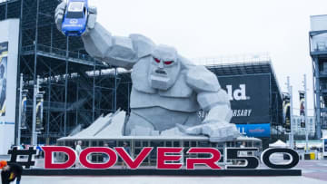 DOVER, DE - MAY 05: Miles the Monster statue outside of Dover International Speedway prior to the Monster Energy NASCAR Cup Series - Gander RV 400 on May 5, 2019 at Dover International Speedway in Dover DE. (Photo by Gregory Fisher/Icon Sportswire via Getty Images)