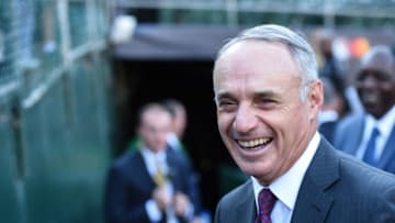 OAKLAND, CA - OCTOBER 02: Rob Manfred Commissioner of Major League Baseball before the American League Wild Card Playoff game at RingCentral Coliseum on October 2, 2019 in Oakland, CA. (Photo by Cody Glenn/Icon Sportswire via Getty Images)
