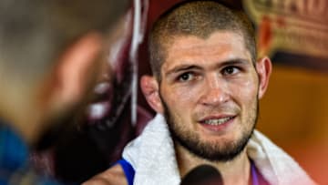 TAMPA, FL - APRIL 14: Khabib Nurmagomedov holds an open workout for fans and media at Tigers World Gym on April 14, 2016 in Tampa, Florida. (Photo by Jeff Bottari/Zuffa LLC/Zuffa LLC via Getty Images)