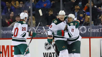 Minnesota Wild, Mikko Koivu #9 Zach Parise #11 Ryan Suter #20 (Photo by Bruce Bennett/Getty Images)