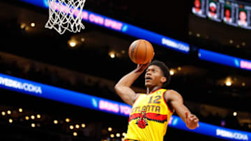 ATLANTA, GA - NOVEMBER 04: De'Andre Hunter #12 of the Atlanta Hawks goes up for the shot during the first half against the Utah Jazz at State Farm Arena on November 4, 2021 in Atlanta, Georgia. NOTE TO USER: User expressly acknowledges and agrees that, by downloading and or using this photograph, User is consenting to the terms and conditions of the Getty Images License Agreement. (Photo by Todd Kirkland/Getty Images)