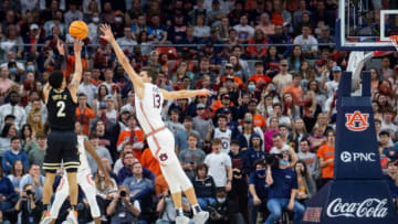 Auburn basketballVanderbilt Commodores guard Scotty Pippen Jr. (2) takes a jump shot over Auburn Tigers player Walker Kessler (13) at Auburn Arena in Auburn, Ala., on Wednesday, Feb. 16, 2022. Auburn Tigers lead Vanderbilt Commodores 42-38 at halftime.