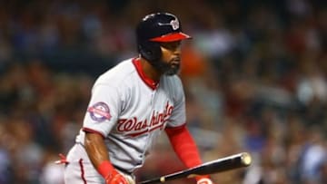 May 11, 2015; Phoenix, AZ, USA; Washington Nationals outfielder Denard Span against the Arizona Diamondbacks at Chase Field. Mandatory Credit: Mark J. Rebilas-USA TODAY Sports