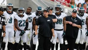 Sep 28, 2014; Santa Clara, CA, USA; Philadelphia Eagles head coach Chip Kelly on the sideline against the San Francisco 49ers during the fourth quarter at Levi