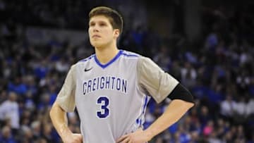 Feb 16, 2014; Omaha, NE, USA; Creighton Bluejays forward Doug McDermott (3) during their NCAA mens basketball game against the Villanova Wildcats at CenturyLink Center. Mandatory Credit: Dave Weaver-USA TODAY Sports
