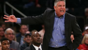NEW YORK, NY - DECEMBER 12: Head coach Bruce Pearl of the Auburn Tigers reacts against the Boston College Eagles in the first half of the Under Armour Reunion at Madison Square Garden on December 12, 2016 in New York City. (Photo by Michael Reaves/Getty Images)