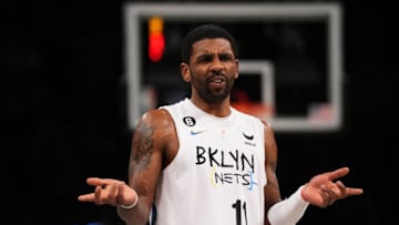 Kyrie Irving #11 of the Brooklyn Nets in action against the Detroit Pistons (Photo by Mike Stobe/Getty Images)