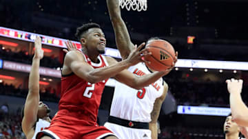 ncaa basketball picks: LOUISVILLE, KENTUCKY - JANUARY 24: Torin Dorn #2 of the North Carolina State Wolfpack shoots the ball against the Louisville Cardinals at KFC YUM! Center on January 24, 2019 in Louisville, Kentucky. (Photo by Andy Lyons/Getty Images)