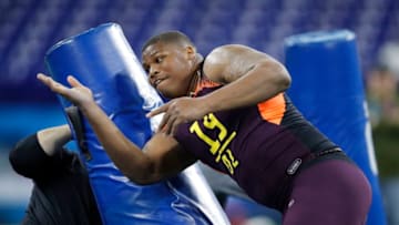 INDIANAPOLIS, IN - MARCH 03: Defensive lineman Quinnen Williams of Alabama works out during day four of the NFL Combine at Lucas Oil Stadium on March 3, 2019 in Indianapolis, Indiana. (Photo by Joe Robbins/Getty Images)