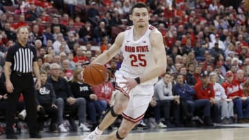 COLUMBUS, OHIO - FEBRUARY 23: Kyle Young #25 of the Ohio State Buckeyes drives to the basket in the game against the Maryland Terrapins at Value City Arena on February 23, 2020 in Columbus, Ohio. (Photo by Justin Casterline/Getty Images)