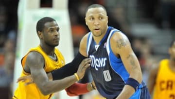 Nov 17, 2012; Cleveland, OH, USA; Dallas Mavericks small forward Shawn Marion (0) and Cleveland Cavaliers shooting guard Dion Waiters (3) during a game at Quicken Loans Arena. Dallas won 103-95. Mandatory Credit: David Richard-USA TODAY Sports