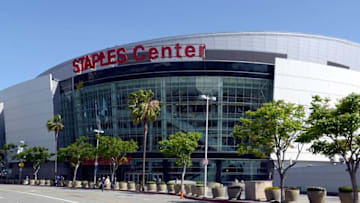 May 10, 2014; Los Angeles, CA, USA; General view of the Staples Center exterior before game four of the second round of the 2014 Stanley Cup Playoffs against the Anaheim Ducks. Mandatory Credit: Kirby Lee-USA TODAY Sports