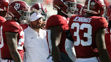 Alabama Defensive Coordinator Pete Golding coaches during a time out during the first half of the Citrus Bowl Jan. 1, 2020 in Orlando. [Staff Photo/Gary Cosby Jr.]Citrus Bowl Alabama Vs Michigan