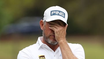 HILTON HEAD ISLAND, SOUTH CAROLINA - APRIL 15: Lee Westwood of England reacts to missing a putt on the 14th green during the first round of the RBC Heritage on April 15, 2021 at Harbour Town Golf Links in Hilton Head Island, South Carolina. (Photo by Patrick Smith/Getty Images)