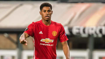 Marcus Rashford of Manchester Unitedduring the UEFA Europa League quarter final match between RSC Anderlecht and Manchester United on April 13, 2017 at Constant Vanden Stock Stadium in Brussels, Belgium.(Photo by VI Images via Getty Images)