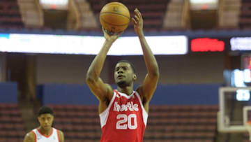 SOUTHAVEN, MS - DECEMBER 30: Josh Jackson #20 of the Memphis Hustle shoots a free throw against the Agua Caliente Clippers during an NBA G-League game on December 30, 2019 at Landers Center in Southaven, Mississippi. NOTE TO USER: User expressly acknowledges and agrees that, by downloading and or using this photograph, User is consenting to the terms and conditions of the Getty Images License Agreement. Mandatory Copyright Notice: Copyright 2019 NBAE (Photo by Justin Ford/NBAE via Getty Images)