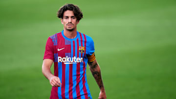 BARCELONA, SPAIN - JULY 21: Alex Collado of FC Barcelona looks on during a friendly match between FC Barcelona and Club Gimnastic de Tarragona at Estadi Johan Cruyff on July 21, 2021 in Barcelona, Spain. (Photo by Pedro Salado/Quality Sport Images/Getty Images)