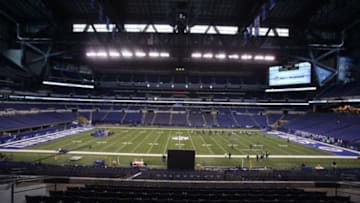 Feb 25, 2014; Indianapolis, IN, USA; Minnesota Golden Gophers defensive back Brock Vereen catches a pass during the 2014 NFL Combine at Lucas Oil Stadium. Mandatory Credit: Brian Spurlock-USA TODAY Sports