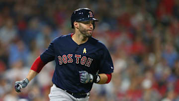 PHILADELPHIA, PA - SEPTEMBER 14: J.D. Martinez #28 of the Boston Red Sox in action against the Philadelphia Phillies during a game at Citizens Bank Park on September 14, 2019 in Philadelphia, Pennsylvania. (Photo by Rich Schultz/Getty Images)