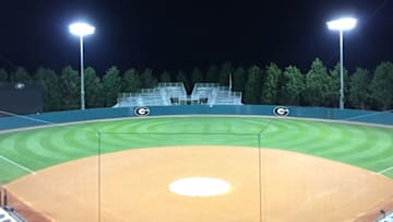 The Jack Turner softball stadium sits quiet after a dominating performance by the Georgia softball team. Photo Credit: Patricia Duffy/Dawn of the Dawg