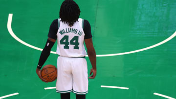 BOSTON, MASSACHUSETTS - JUNE 16: Robert Williams III #44 of the Boston Celtics prepares to shoot a free throw against the Golden State Warriors during the first quarter in Game Six of the 2022 NBA Finals at TD Garden on June 16, 2022 in Boston, Massachusetts. NOTE TO USER: User expressly acknowledges and agrees that, by downloading and/or using this photograph, User is consenting to the terms and conditions of the Getty Images License Agreement. (Photo by Adam Glanzman/Getty Images)