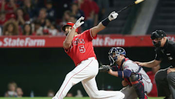 ANAHEIM, CALIFORNIA - JUNE 03: Albert Pujols #5 of the Los Angeles Angels of Anaheim hits career home run number 600, a grand slam in the fourth inning against the Minnesota Twins at Angel Stadium of Anaheim on June 3, 2017 in Anaheim, California. (Photo by Stephen Dunn/Getty Images)