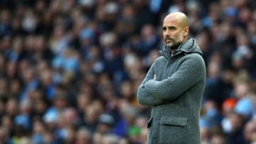 MANCHESTER, ENGLAND - DECEMBER 01: Josep Guardiola, Manager of Manchester City looks on during the Premier League match between Manchester City and AFC Bournemouth at Etihad Stadium on December 1, 2018 in Manchester, United Kingdom. (Photo by Clive Brunskill/Getty Images)