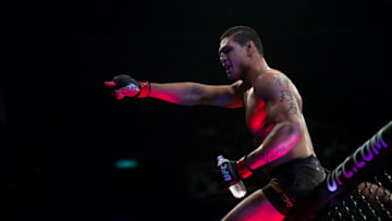 Brazilian fighter Cezar Ferreira "Mutante" celebrates after winning against US fighter Karl Roberson during their middleweight bout at the Ultimate Fighting Championship 224 (UFC 224) event at Jeunesse Arena in Rio de Janeiro, Brazil, on May 12, 2018. (Photo by MAURO PIMENTEL / AFP) (Photo credit should read MAURO PIMENTEL/AFP via Getty Images)