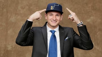 BROOKLYN, NY - JUNE 21: Grayson Allen poses for a portrait after being drafted by the Utah Jazz during the 2018 NBA Draft on June 21, 2018 at Barclays Center in Brooklyn, New York. Copyright 2018 NBAE (Photo by Steve Freeman/NBAE via Getty Images)