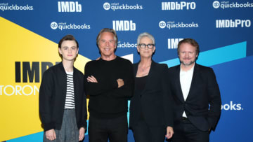 TORONTO, ONTARIO - SEPTEMBER 08: Actors Jaeden Martell, Don Johnson, Jamie Lee Curtis and director Rian Johnson of 'Knives Out' attends The IMDb Studio Presented By Intuit QuickBooks at Toronto 2019 at Bisha Hotel & Residences on September 08, 2019 in Toronto, Canada. (Photo by Rich Polk/Getty Images for IMDb)