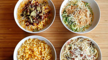 Sartori cheese is a key ingredient in some of Noodles & Company's popular dishes including (from left to right) BBQ Pork Mac, Zucchini Truffle Mac, Wisconsin Mac & Cheese, and MontAmore Alfredo with Parmesan-Crusted Chicken.Uscp 765xb8zfkmdz58x8r4u Original
