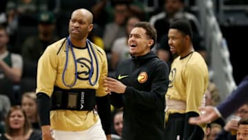 Vince Carter #15 of Trae Young #11 of the Atlanta Hawks (Photo by Dylan Buell/Getty Images)