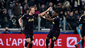 Harry Kane of Tottenham celebrates scoring first goal during the UEFA Champions League Round of 16 match between Juventus and Tottenham Hotspur at the Juventus Stadium, Turin, Italy on 13 February 2018. (Photo by Giuseppe Maffia/NurPhoto via Getty Images)